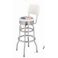 Back Double Chrome Ring Bar Stool W/ Seat & Back - 1 Side Logo